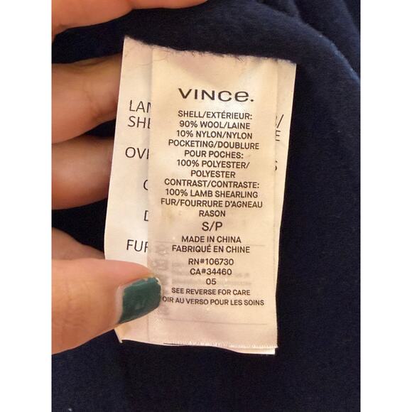 Vince Shearling Collar Double Faced Wool Jacket Size Small Motorcycle Rocker - Picture 11 of 11